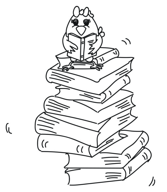 Molly and Joe Want to Know-Molly on Book Stack Illustration by LW Lindquist